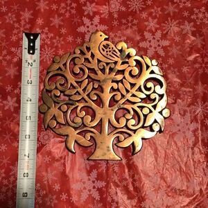 Trivet, vintage, copper plated dove in a tree